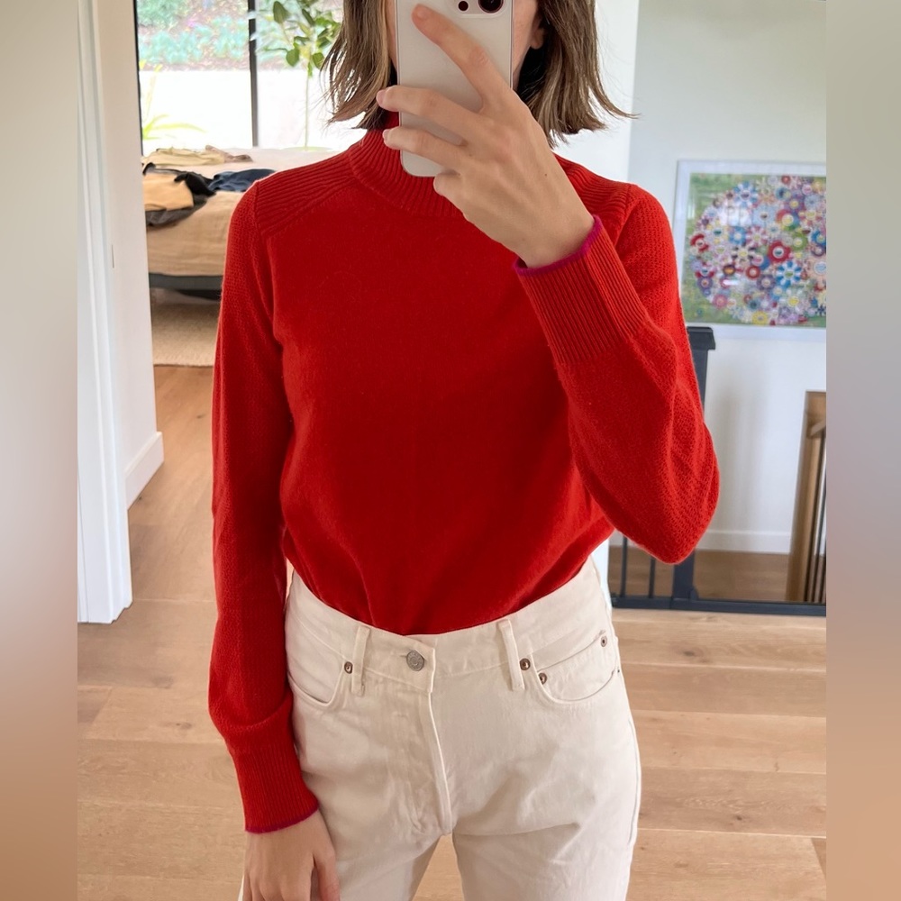 Rag & Bone red turtleneck cashmere sweater